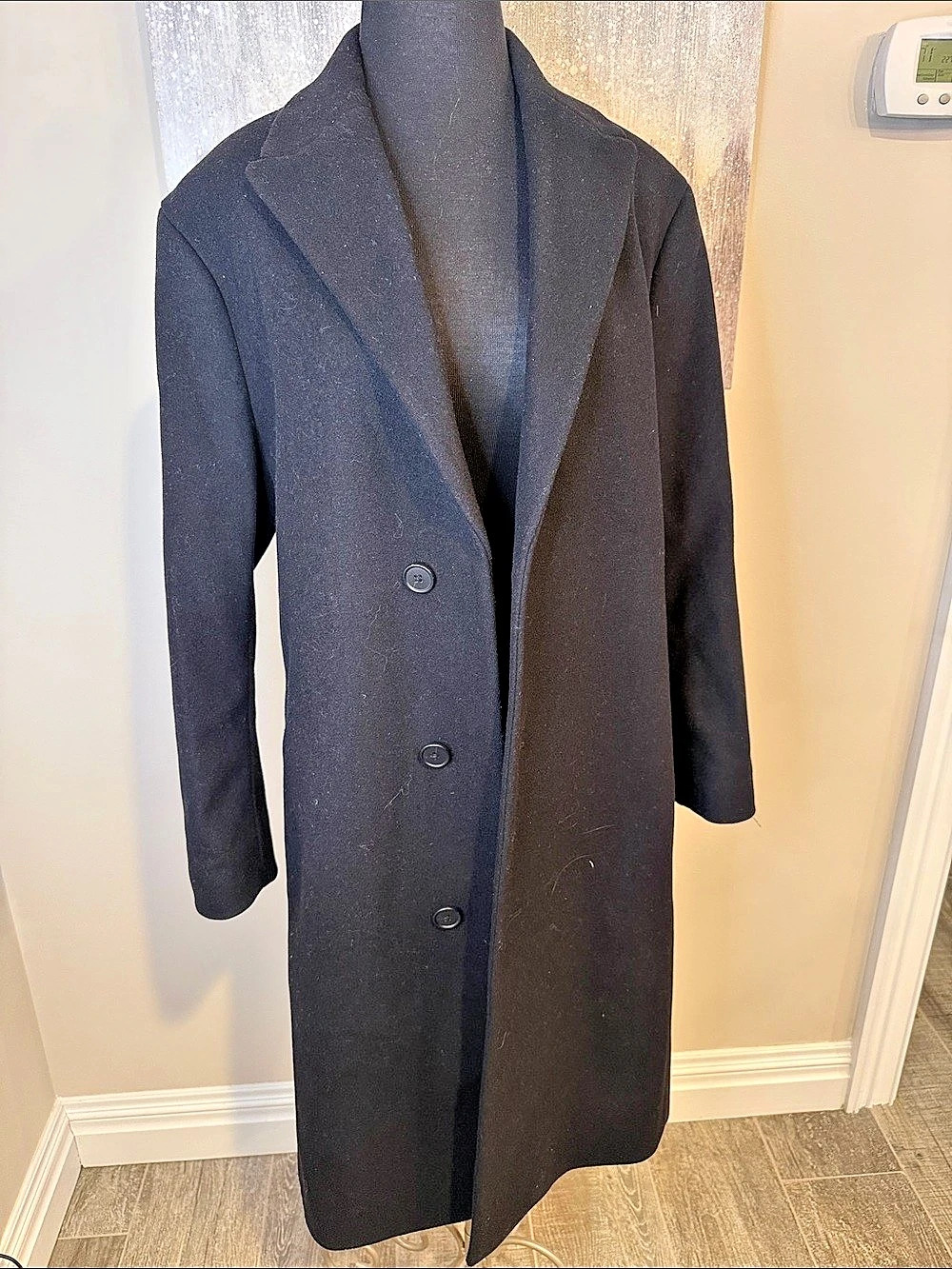 Theory Women's Black Long Trench Coat size medium